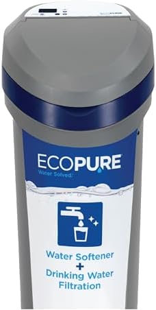 EcoPure EPH130 Whole House Water Softener & Filtration System – 2-in-1 Design for Soft & Better-Tasting Drinking Water, AutoSense AI Technology by EcoPureWaterSolutions