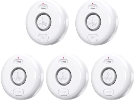 RUIKORING 5 Pack Water Leak Alarm Detector, 0-120dB Adjustable, IP67 by RUIKORING