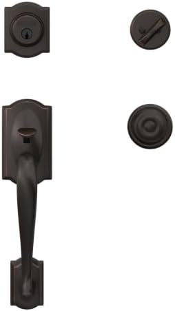 SCHLAGE Front Door Entry Handleset, Georgian Knob, Aged Bronze - Image 6