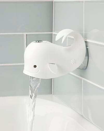 Skip Hop Baby Bath Spout Cover, Bathtub Faucet Cover with Soft Rubbery Material, Dishwasher-Safe, Easy-to-Adjust Straps and Tail Hook for Hanging, Fits Most Tub Spouts, MOBY, White - Image 4