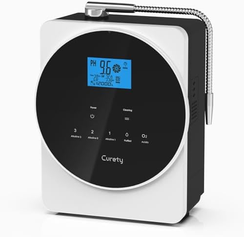 Alkaline Water Ionizer Machine, Water Machine PH 3.5-10.5 for Alkaline & Acidic Water, 11 Titanium Plates, Up to -600mV ORP, 12,000L Filter, 6 Water Settings, Auto-Cleaning, Intelligent Voice by EnjoyhealthierdayswithCuretyshydrogenwater