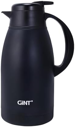 GiNT Stainless Steel Thermal Coffee Carafe, Double Walled Vacuum Water and Beverage Dispenser, 12 Hour Heat Retention, 65 OZ /1.9 Liter Black by WelcometoGiNT