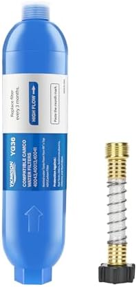 RV Inline/Marine Water Filter With Flexible Hose Protector, 1 Pack by YKMGON