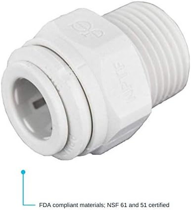 John Guest 3/8 Inch OD x 3/8 Inch NPT Straight Adapter, Push to Connect Plastic Plumbing Fitting, PP011223WP - Image 3