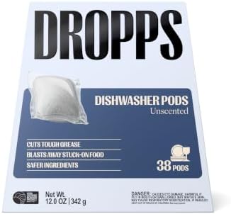 Dropps Dishwasher Detergent Pods, Unscented (38 Count) - Free & Clear by Dropps
