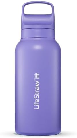 LifeStraw Go Series Insulated Steel Water Filter Bottle, 1 L, Thistle Purple by Unknown