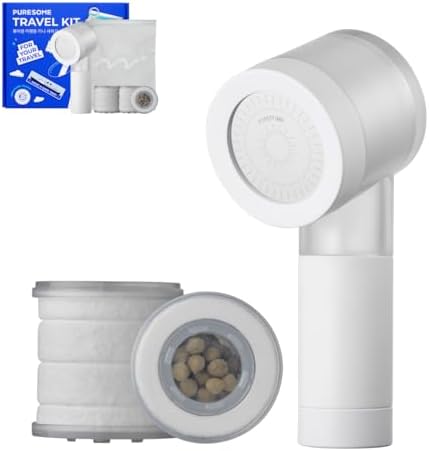 BODYLUV Puresome Travel Mini Shower Head Set with Pure Filter | Compact Portable Shower Kit with High-Pressure Spray, Chlorine & Calcium Reduction | Includes 2 Replacement Filters and Waterproof Pouch by BODYLUV