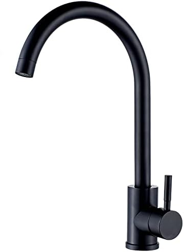 High Arc Matte Black Kitchen Faucet Single Handle Stainless Steel,Commercial Single Hole Kitchen Sink Faucet,Modern One Hole Bar Sink Faucet (Matte Black) by KOHONBY
