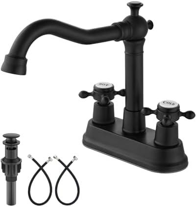 Aolemi 4 Inch Centerset Bathroom Sink Faucet 2 H&C Handle Matte Black by Aolemi