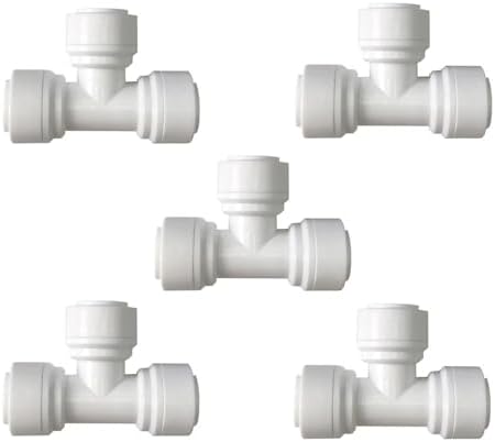 3/8 inch Tee Connector Push to Connect Fittings Plastic Quick Fitting for water purification&RO System (5, 3/8" Tube O.D.X3/8" Tube O.D.X 3/8" Tube O.D.) by Unknown
