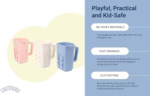 Rinzee® Baby Bath Rinse Cup with Suctions – Soft Silicone Shampoo Rinser for Kids – BPA‑Free, Drains Upside Down, Sticks to Tiles. Patent Pending - Image 2