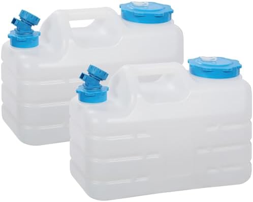 REDCAMP 3 Gallon/11L Portable Water Container with Spigot, White 2 Pack by REDCAMP