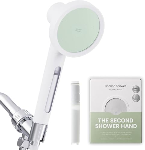 SecondShower Filtered Shower Head with Handheld for Hard Water - NSF Certified 99.9% Chlorine Removal, High Pressure, Korean Vitamin C Filter for Soft Skin & Hair (Forest Green) by SecondShower