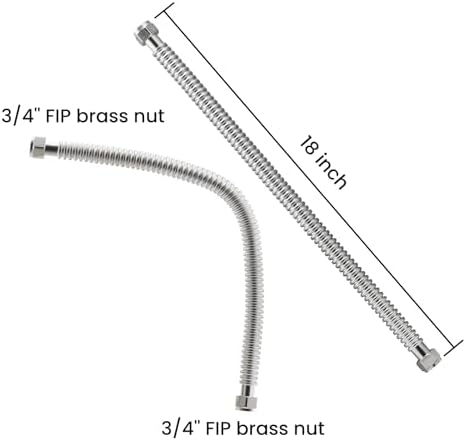18inch Stainless Steel Corrugated Water Heater Connector Flexible for Female Iron Water Pipes Fitting, 3/4" FIP x 3/4" FIP(2 Packs)… - Image 2