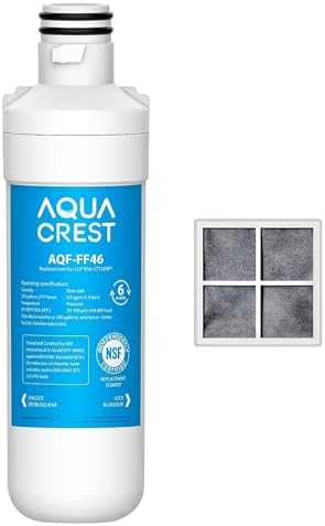 AQUA CREST LT1000PC ADQ747935 Refrigerator Water Filter and Air Filter, Replacement for LG® LT1000P®/PC/PCS, LMXS28626S, LFXS26973S, MDJ64844601, ADQ74793501, ADQ74793502 and LT120F® by AQUACREST