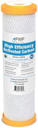 High Efficiency Activated Carbon Water Filter Cartridge 5 Micron Fits Standard 2.5 x10" Housings by ProWaterParts