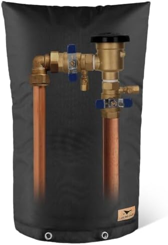 Backflow Preventer Insulation Cover - Water Pipe Insulation Sprinkler Cover for Outside - Insulated Backflow Cover Pouch for Irrigation Back Flow Valve in Winter or Sun Exposure (14"W x 26"H, BLACK) by DEMEDO