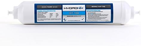 Hydronix ICF-10Q Inline Reverse Osmosis Post, Fridge & Ice Coconut GAC Water Filter 2000 Gal, 1/4" Quick Connect by Hydronix
