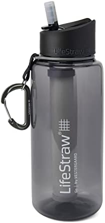 LifeStraw Go Water Filter Bottles with 2-Stage Integrated Filter Straw for Hiking, Backpacking, and Travel, 1L; Gray 1L by Unknown
