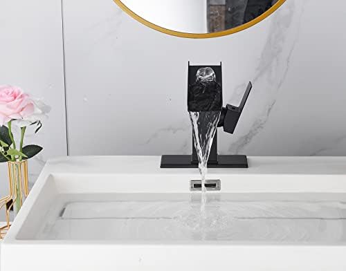Black Bathroom Faucet Waterfall 1 Hole Bath Lavatory Vanity Sink Faucet Single Handle Modern Basin Tap Brass Deck Mount Commercial - Image 5