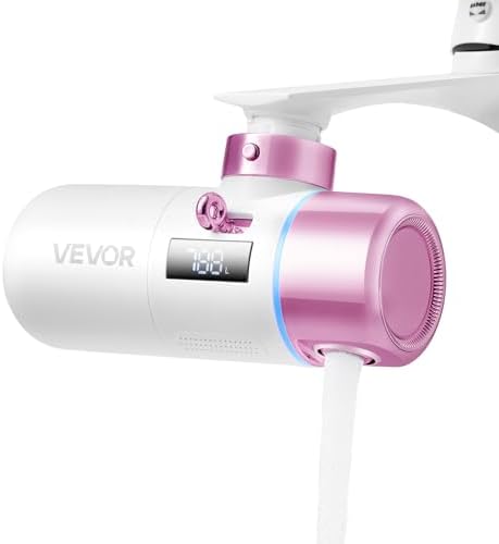 VEVOR Skincare Water Filter, Faucet Mount Water Filters with Micro-Nano Bubble for Skin, Sink Tap Purifier, Removes Chlorine with 1 Filter, for Kitchen and Bathroom Faucets, Pink + Gold by VEVOR