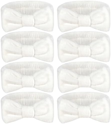 Ondder Spa Headband for Washing Face 8 Pack White Skincare Makeup Headbands by Ondder