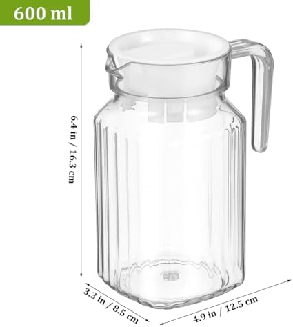 NOLITOY 2 pack Water Pitcher with Lid 600 ml Pitcher - Image 3