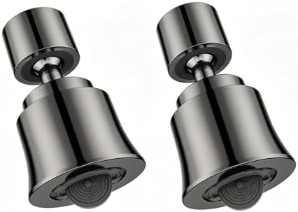 2 Pack Metal Faucet Aerator - Dual Modes Sink Sprayer Attachment for Bathroom - 360° Swivel Kitchen Faucet Sprayer Attachment - Anti-clogging Design - Gun Gray by SUPAFA