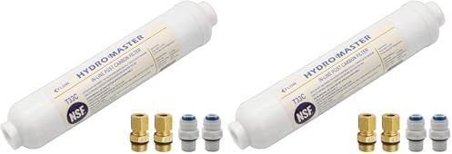 HYDRO MASTER IN-LINE POST CARBON FILTER With 1/4-Inch NPT Connection, 10 Inch x 2 Inch. (Pack of 2) by HYDROMASTER