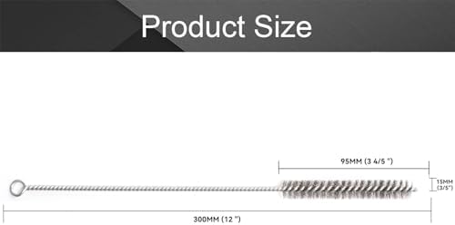 12 Inch Pipe Cleaning Brush Set with Stainless Steel Bristles, Steel Wire Tube Brush Kit for Auto Parts Polishing, Machining, Bottles, Tubes, Etc.（15mm-20pcs） - Image 2