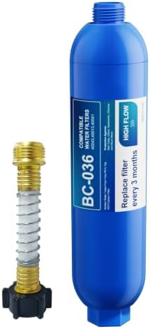 RV Water Filter with Flexible Hose Protector 1 Pack by DAYEAR