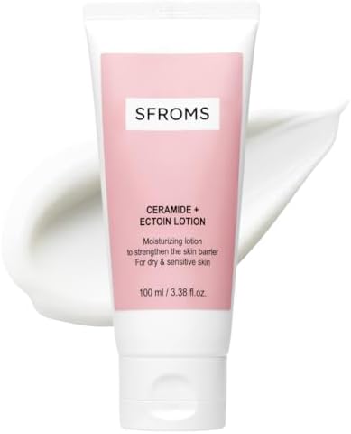 Ceramide, Ectoin & Hyaluronic Acid Lotion for Dry & Sensitive Skin, Barrier Repair Moisturizer, Fragrance-Free, Dermatologically Tested, Korean Skincare, 100 ml by SFROMS