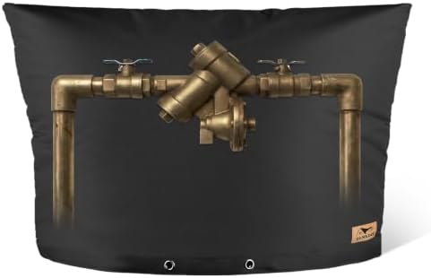 Backflow Preventer Insulation Cover - Water Pipe Insulation Sprinkler Cover for Outside - Insulated Backflow Cover Pouch for Irrigation Back Flow Valve in Winter or Sun Exposure (36"W x 24"H, BLACK) by DEMEDO