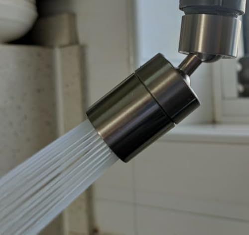 Rotating Faucet Aerator Extender,Nozzle Faucet Adapters, Universal Splash Filter Kitchen Tap Extension, Kitchen Sink Tap Head (Brushed Nickel 80°) - Image 6