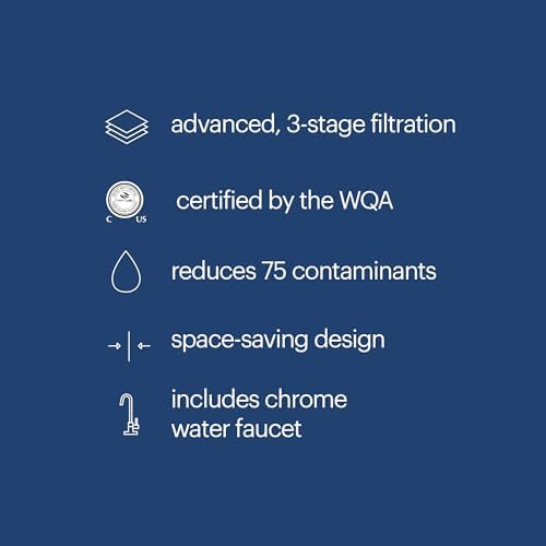 Brondell Coral UC300 Under Sink Water Filtration System – Reduces PFAS, Lead, & Chlorine in Drinking Water, Water Purifier with Designer Chrome Faucet – Quick Change Filter, WQA Gold Seal-Certified - Image 3