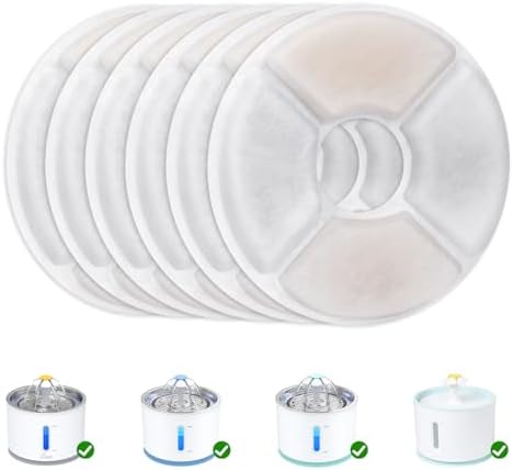 Wonder Creature Round Cat Water Fountain Filter Replacement 6 Pack by WonderCreature