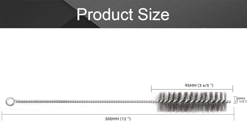 12 Inch Pipe Cleaning Brush Set with Stainless Steel Bristles, Steel Wire Tube Brush Kit for Auto Parts Polishing, Machining, Bottles, Tubes, Etc.（30mm-5pcs） - Image 2