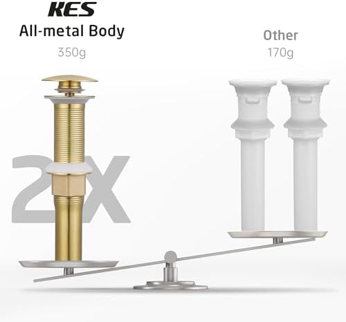KES Sink Drain Without Overflow Anti Clogging Pop Up Drain with Strainer Bathroom Sink Drain Assembly Brushed Gold, S2013D-BZ - Image 3