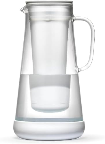 LifeStraw Home-Water Filter Pitcher, 7-Cup, Glass with Silicone Base,White,for Everyday Protection Against Bacteria, Parasites,Microplastics, Lead, Mercury, PFAS and a Variety of Chemicals (Pack of 6) by Unknown