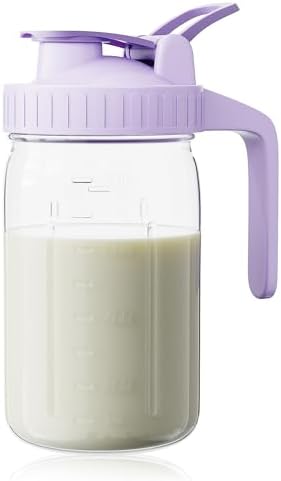 32 oz Breast Milk Pitcher, Glass Mason Jar Pitcher with Lid by OneDream