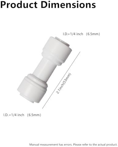 20 pcs 1/4" OD to 1/4" OD push fit straight union quick connector for RO water system push to connect tube - Image 2