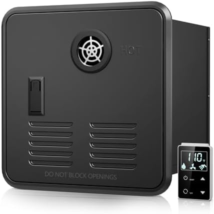 RV Tankless Water Heater, 55,000 BTU 2.2 GPM Instant Endless Hot Water with Remote Control, 12V for Most RVs with 15x15 Inch Black Door by LALAHOO