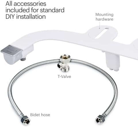 Brondell Bidet Attachment for Toilet SS-250 SimpleSpa Fresh Water Spray with Adjustable Water Pressure Side Arm Control, Slim Bidet Sprayer, Silver Knob (Dual Nozzle) - Image 6