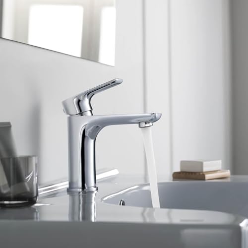 KIBI Tender Chrome Bathroom Sink Faucet with Pop-Up Drain | Single Handle Solid Brass High Arc Spout | Smooth Water Flow and Corrosion-Resistant (Chrome W/Pop Up Drain) - Image 3
