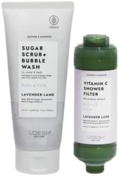 VOESH Shower & Empower Duo, Vitamin C Shower Filter, Exfoliating Sugar Scrub, Body Wash, Clean Shower Care Set, Vegan Skincare, Spa Gift, Clean Beauty by Unknown