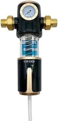High Flow 40 Micron Spin Down Sediment Filter with Pressure Gauge, 3/4 Inch Brass NPT & PPR 20-25 Adapters, Rotatable Self-Cleaning Flush Scraper with Timer Mark, Includes 60cm Outlet Hose - Image 6