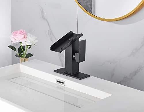 Black Bathroom Faucet Waterfall 1 Hole Bath Lavatory Vanity Sink Faucet Single Handle Modern Basin Tap Brass Deck Mount Commercial - Image 3