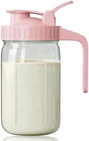 32 oz Breast Milk Pitcher, Glass Mason Jar Pitcher with Lid by OneDream