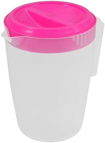 Totority Plastic Juice Pitcher 1l Small round Water Jug with Lid Refrigerator Pitcher for Cold Drinks and Tea Serving in Kitchen and Dining by Happyforkidstogrowup