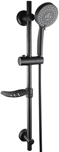 Tecmolog ABS Plastic Slide Bar Combo Drill-Free Height Adjustable Sliding Bar with Handheld Shower Head and Dish Black, BB4044F by Tecmolog